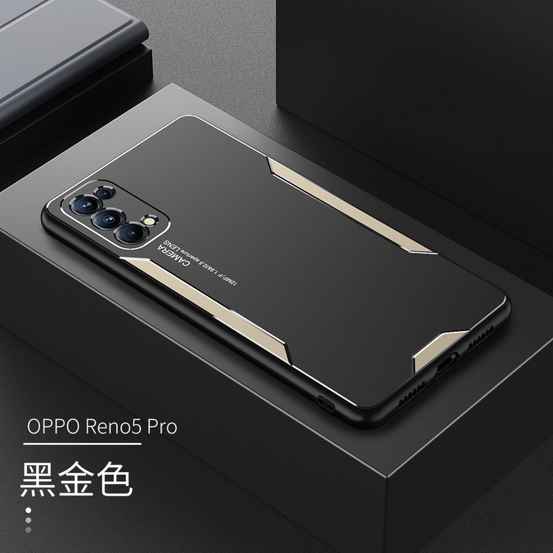 Case OPPO Reno 5 Pro 5G #เคสฝาหลังไฮบริด Metal +TPU Shockproof metal back plate Phone Back Cover