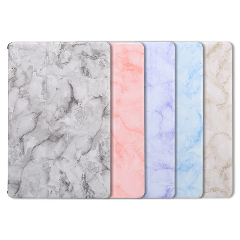 เคส Samsung Galaxy Tab A7 10.4" 2020 (T500,T505,T507) #เคสฝาพับปกสามพับลายเนื้อหินอ่อน Marble Texture Tri-fold PU Leather + PC Stand Tablet Shell