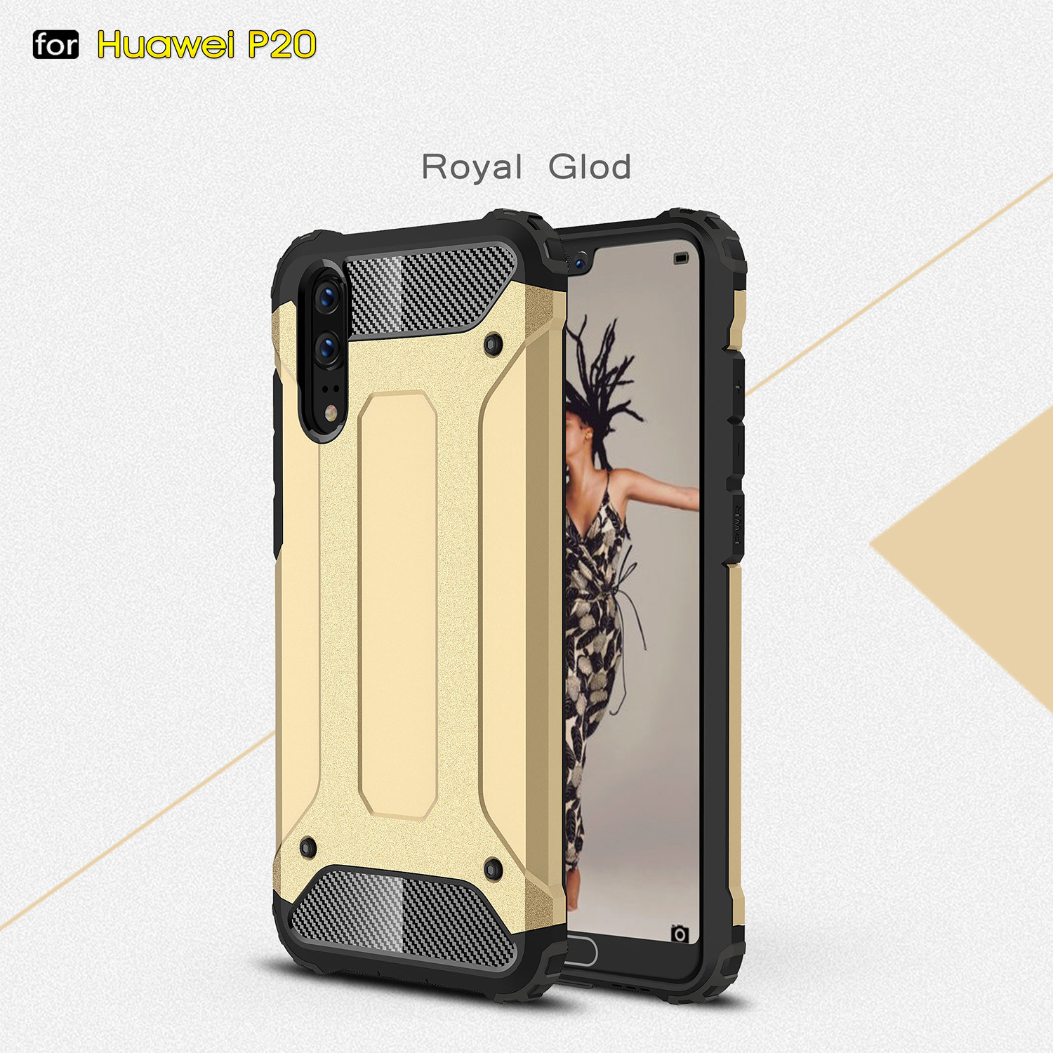 Case Huawei P20 #เคสฝาหลังเกราะป้องกัน ไฮบริด พลาสติก+TPU