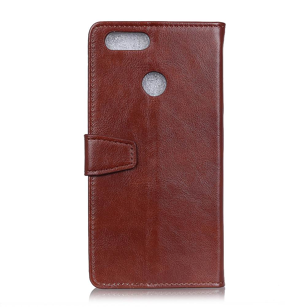เคส Huawei Y9 2018 #เคสฝาพับหนัง PU ผิวหนังม้า Crazy Horse Grain Leather