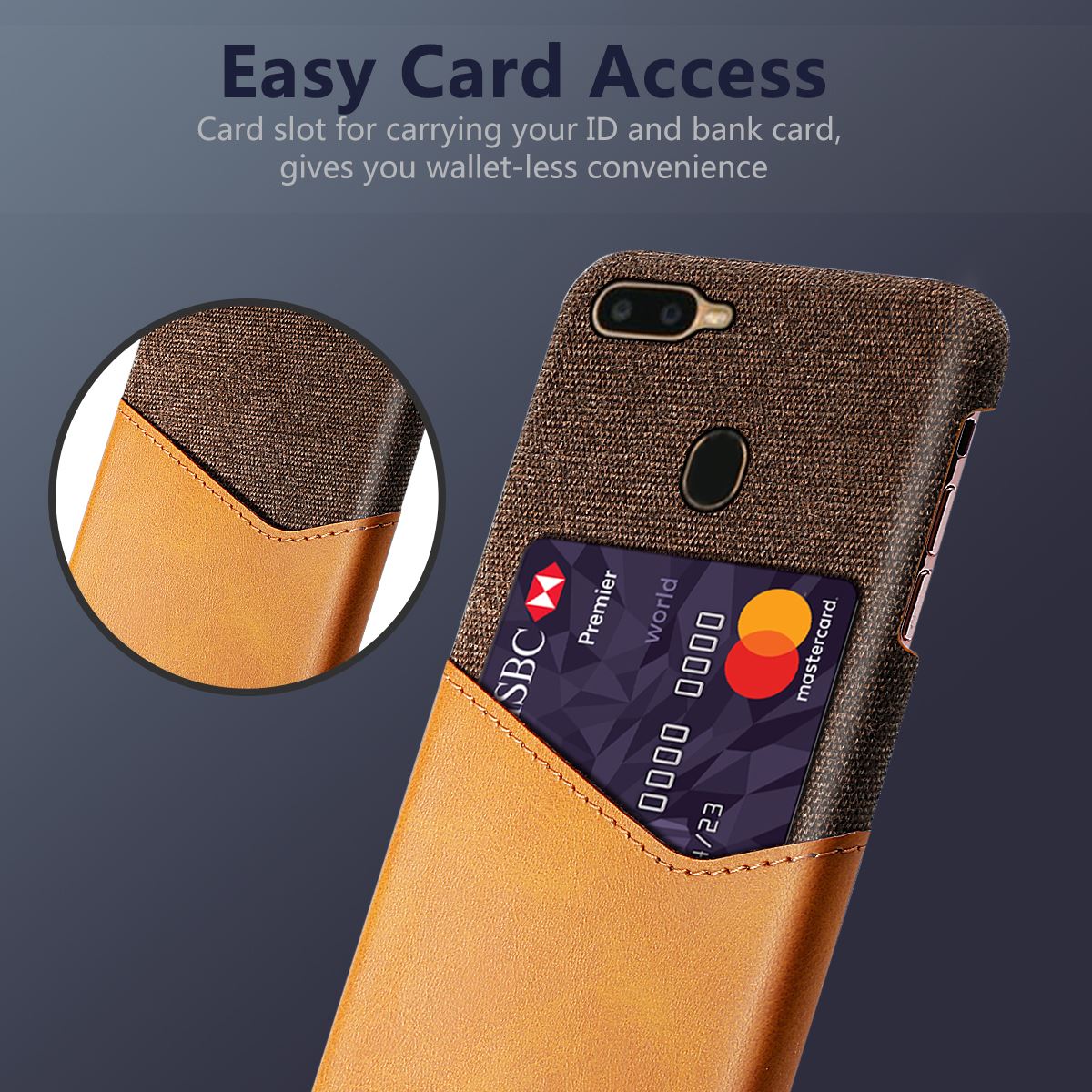 Case OPPO A7 / A5s / AX5s #เคสฝาหลัง Hybrid Protective มีช่องเสียบการ์ด KSQ Card Slot PC + PU Leather + Cloth