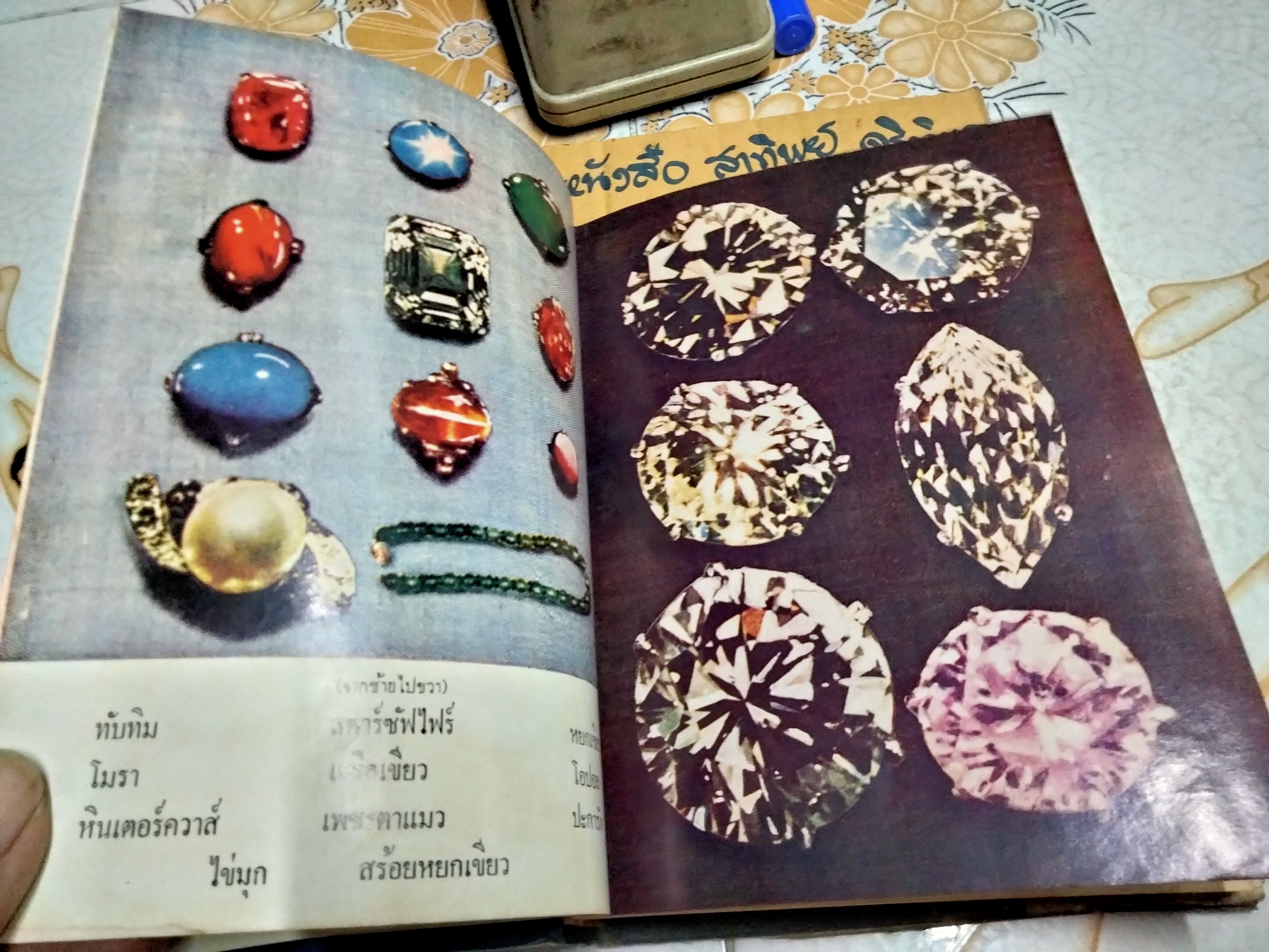 หนังสือ พิจารณา-พิสูจน์ เพชร พลอย ไข่มุก แท้-เทียม เรียบเรียงโดย ป.เหมชะญาติ ฉบับพิมพ์ พ.ศ. 2520