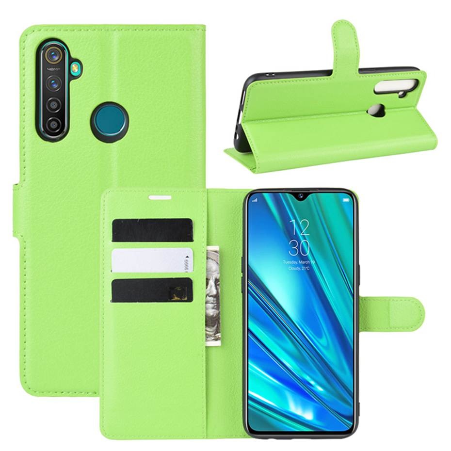 Case Realme 5i/ 5/5s #เคสฝาพับสไตล์กระเป๋าสตางค์หนัง PU ผิวลิ้นจี่