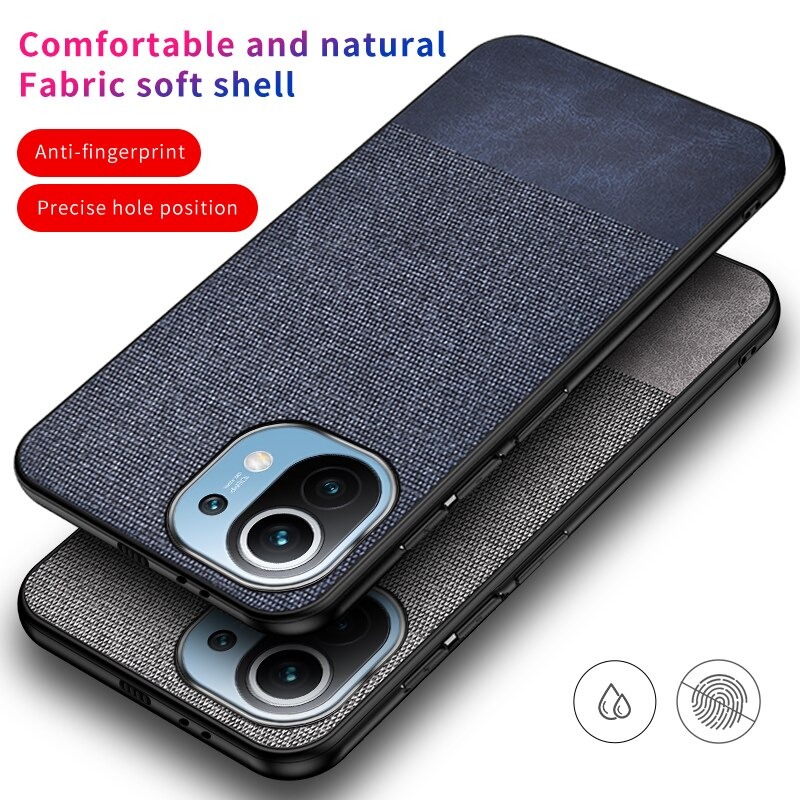 เคส Xiaomi Mi 11 #เคสฝาหลังรูปแบบ Cloth Texture PU Leather + TPU