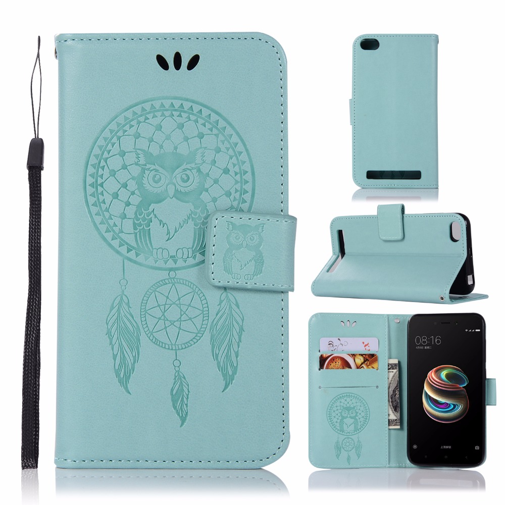 เคส Xiaomi Redmi 5A #เคสแบบกระเป๋าสตางค์ฝาพับหนัง PU ลายนกฮูก Dream Catcher Owl