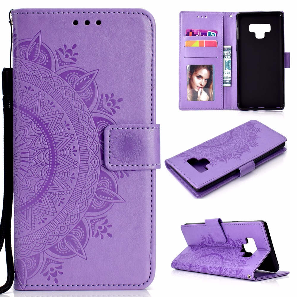 เคส Samsung Galaxy Note 9 #เคสฝาพับหนัง PU ปั้มลาย Imprint Mandala Flower