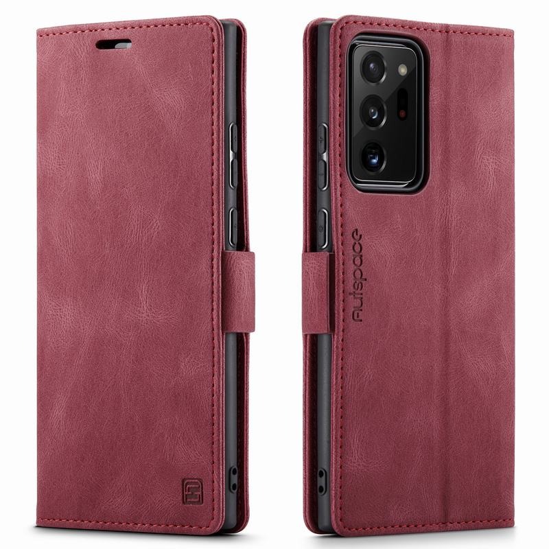 เคส Samsung Galaxy S20 #เคสฝาพับหนัง PU แบบกระเป๋าสตางค์ AUTSPACE Series RFID Blocking Retro Matte Leather Wallet