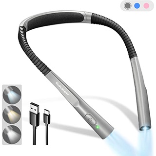 Glocusent® Upgraded LED Neck Reading Light,ไฟอ่านหนังสือ ไฟฉายแบบคล้องคอ ไฟฉาย แบบชาร์จได้ ไฟLDE ปรับความสว่างได้