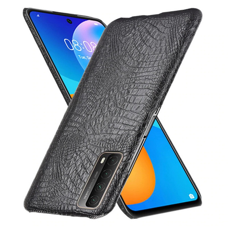 เคส Huawei Y7a #เคสฝาหลังพลาสติกแข็งเคลือบหนัง PU ลายผิวหนังจระเข้