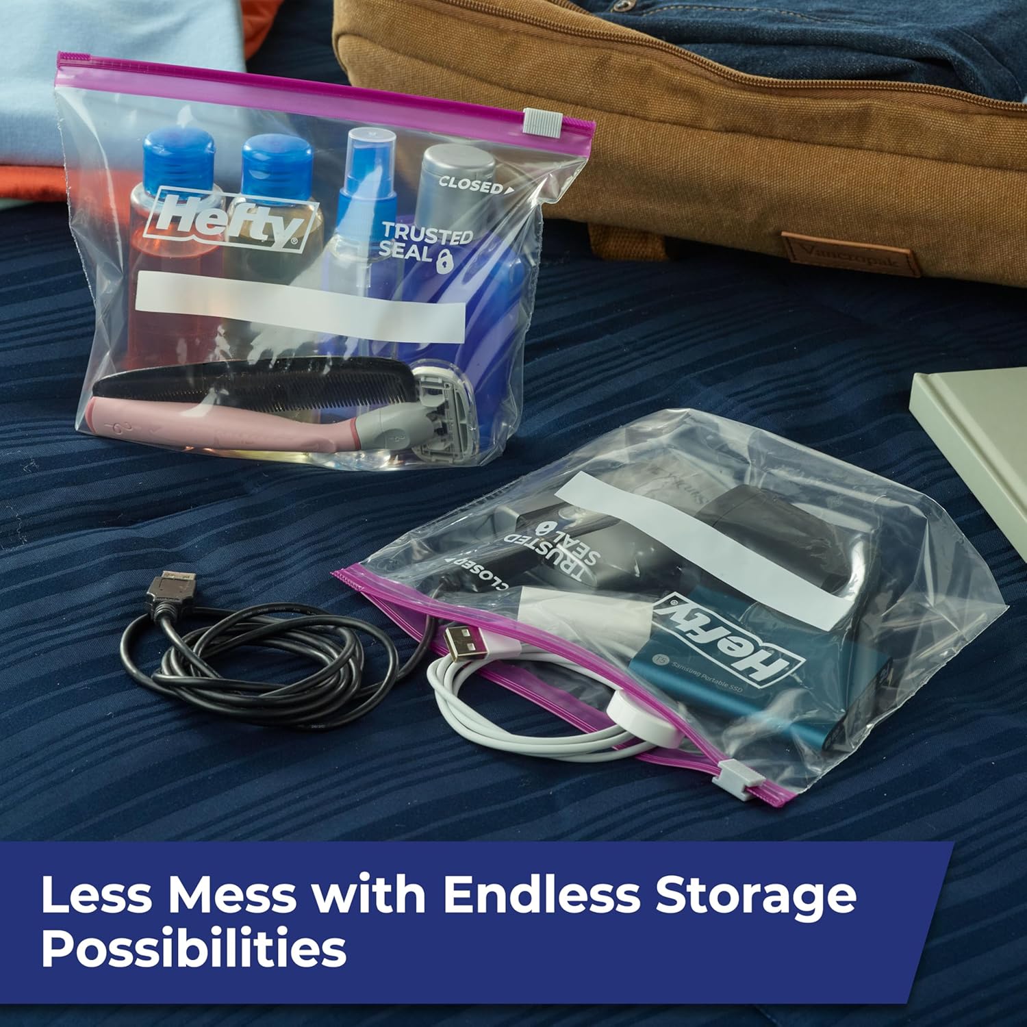 Hefty® Storage Slider Quart 20, 40, 50, 75 Bags ถุงเก็บอาหาร ถุงอเนกประสงค์