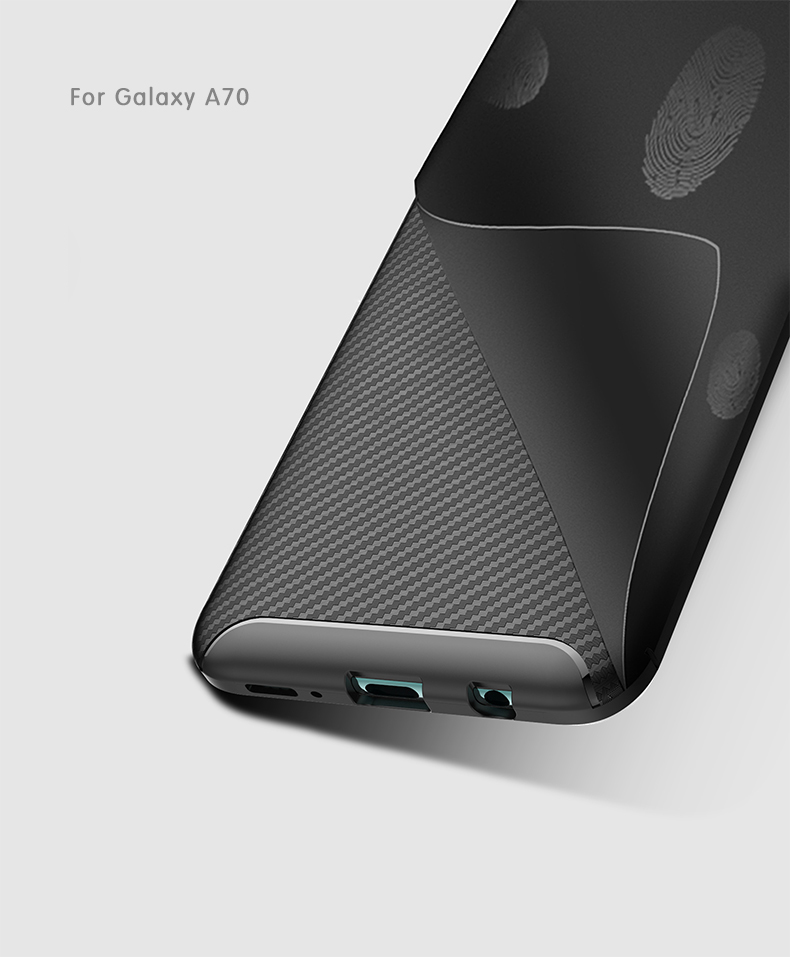 Case Samsung Galaxy A70 #เคสฝาหลังนิ่ม Carbon Fiber Drop Resistant TPU