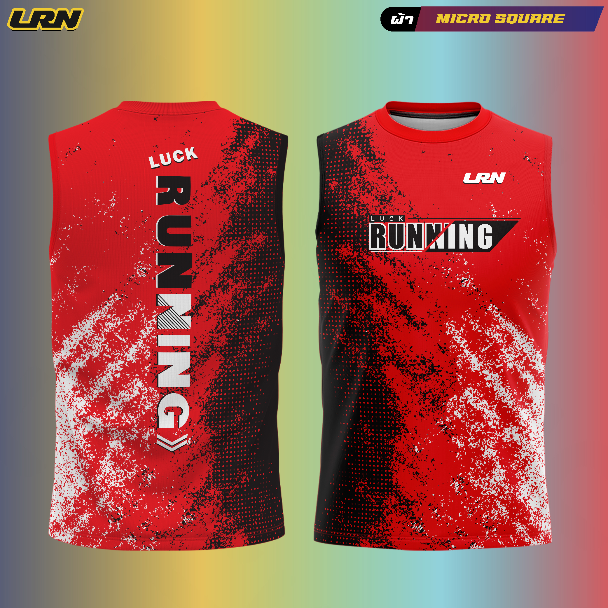 เสื้อวิ่งพิมพ์ลาย LRN เนื้อผ้า Micro square สำหรับวิ่งมาราธอน (MS08_1)