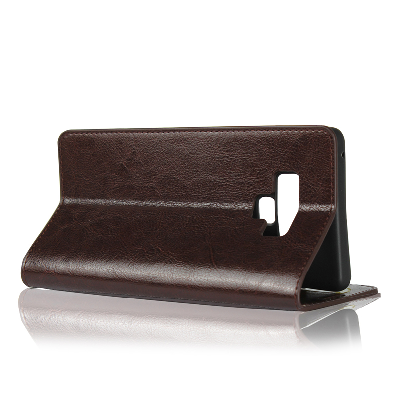 เคส Samsung Galaxy Note 9 #เคสฝาพับแบบกระเป๋าสตางค์หนังแท้ Crazy Horse Genuine Leather Wallet Shell