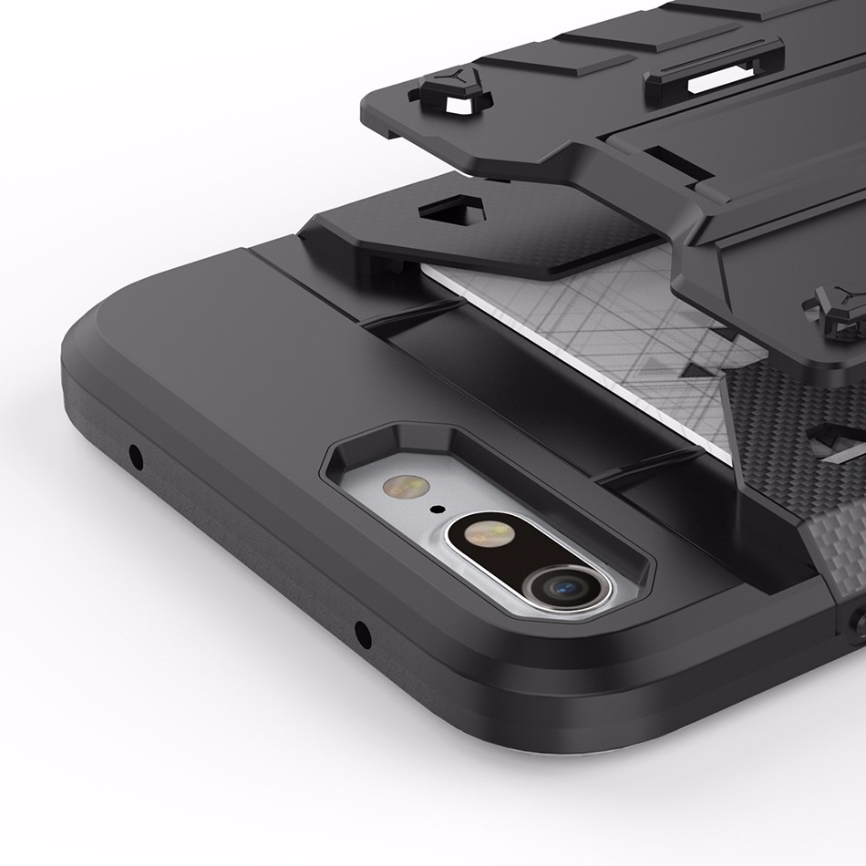 Case iphone 7 plus / 8 plus #เคสฝาหลังเกราะ Kickstand PC + TPU สล็อตการ์ดไฮบริดสีสันสดใส