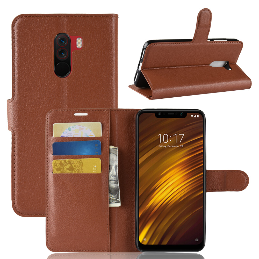 Case Xiaomi Pocophone F1 #เคสสไตล์กระเป๋าสตางค์หนัง PU ผิวลิ้นจี่สีสันสวยงามทันสมัย