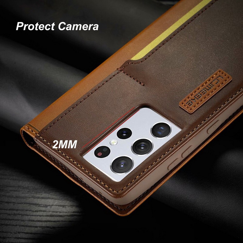 เคส Samsung Galaxy S21 Ultra #เคสฝาพับหนัง PU สไตล์กระเป๋าสตางค์พร้อมช่องใส่การ์ด Fashion Retro Card Slot Wallet Flip Cover PU Leather Phone Case