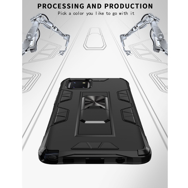 Case Samsung Galaxy Note 10 Lite #เคสแบบฝาหลังเกราะป้องกัน ไฮบริด มีขาตั้ง Built-in Kickstand Hard PC Phone Stand Back Case Armor