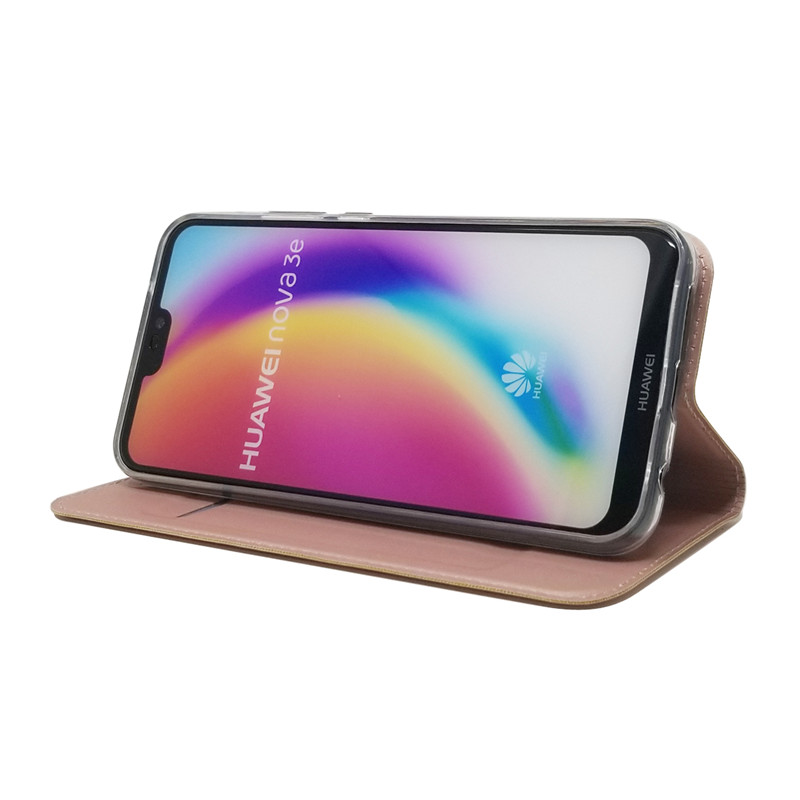 Case Huawei Nova 3e/P20 Lite #เคสฝาพับหนัง PU Magnetic Adsorption Stand Leather Card Holder