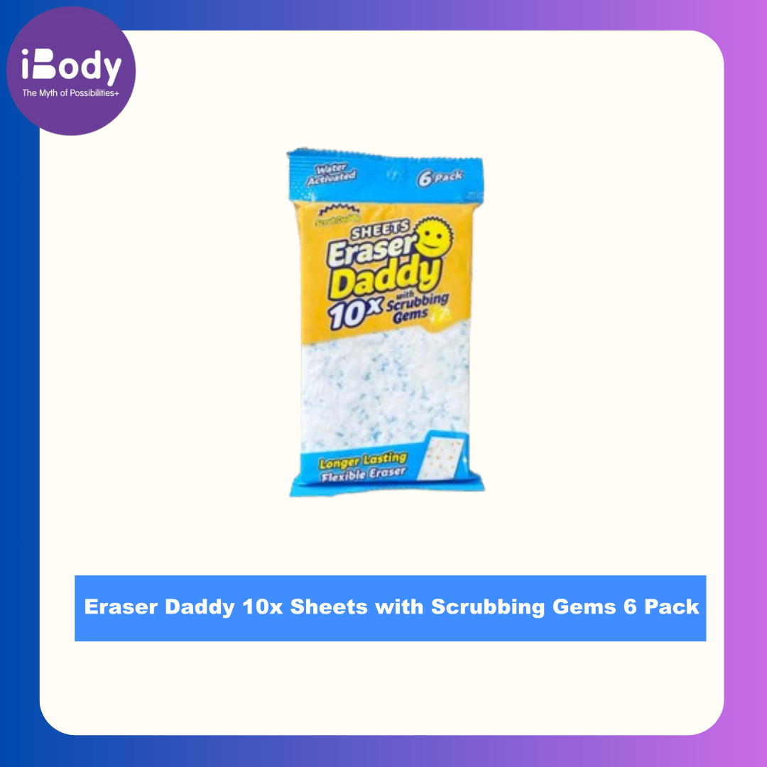 Scrub Daddy® Eraser Daddy 10x Sheets with Scrubbing Gems 6 Pack ฟองน้ำทำความสะอาดอเนกประสงค์