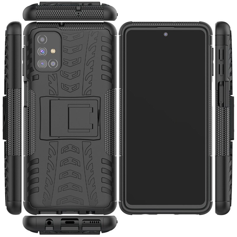 Case Samsung Galaxy M51 #เคสฝาหลังกันลื่น Cool Tyre Pattern Kickstand (PC + TPU)