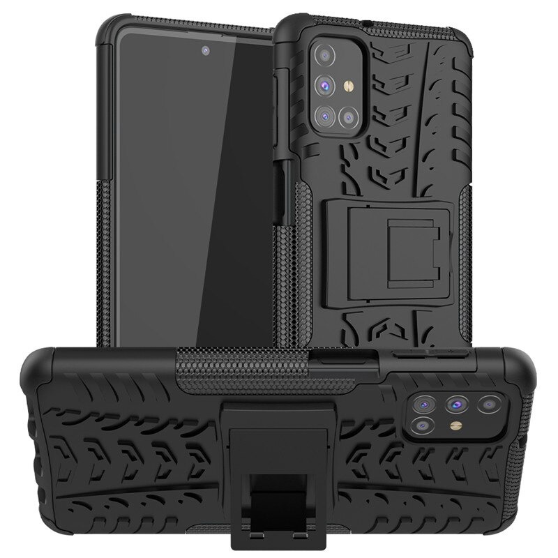 Case Samsung Galaxy M51 #เคสฝาหลังกันลื่น Cool Tyre Pattern Kickstand (PC + TPU)