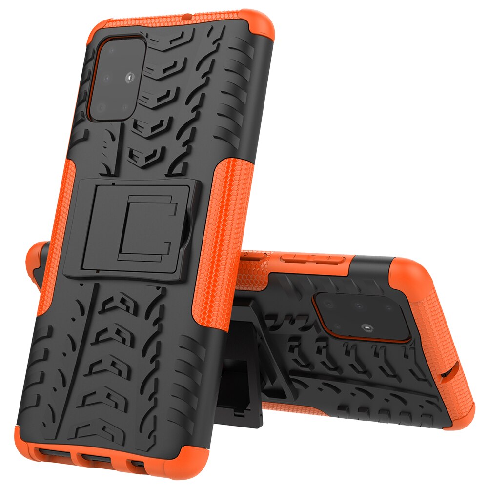 เคส Samsung Galaxy A51 #เคสฝาหลังกันลื่น Cool Tyre Pattern Kickstand (PC + TPU)