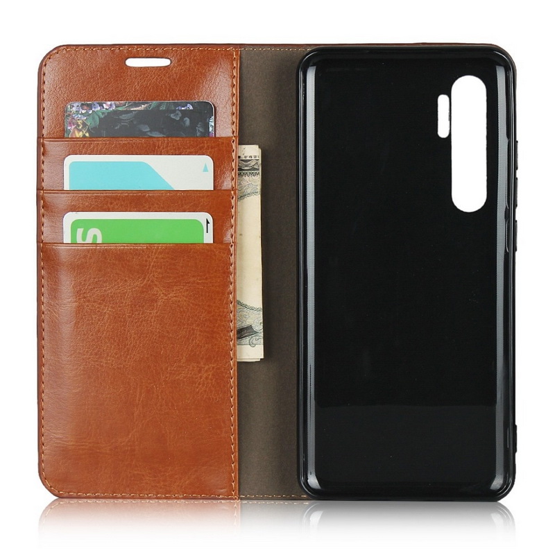 Case Xiaomi Mi Note 10 Lite #เคสฝาพับแบบกระเป๋าสตางค์คุณภาพดี Crazy Horse Genuine Leather Cover