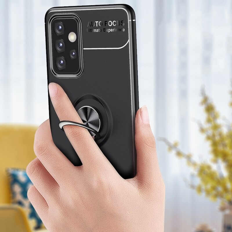 เคส Samsung Galaxy A52/A52 5G/A52s 5G #เคสฝาหลัง Soft TPU Finger Ring Kickstand (แผ่นโลหะแบบ Built-in) Soft TPU