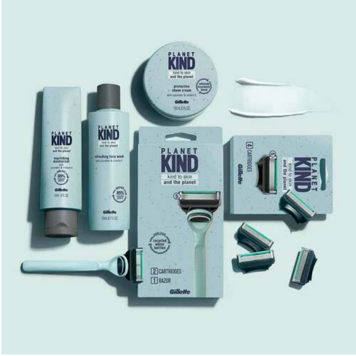 Gillette® Planet KIND Starter Kit 1 Handle + 8 Refills ชุดมีดโกน ยิลเลตต์