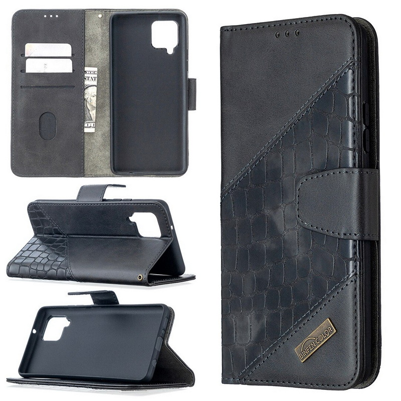 Case Samsung Galaxy A42 5G #เคสฝาพับหนัง PU ลายนูนมีช่องเสียบบัตร Luxury Crocodile Texture Wallet Emboss Leather Stand Phone Case