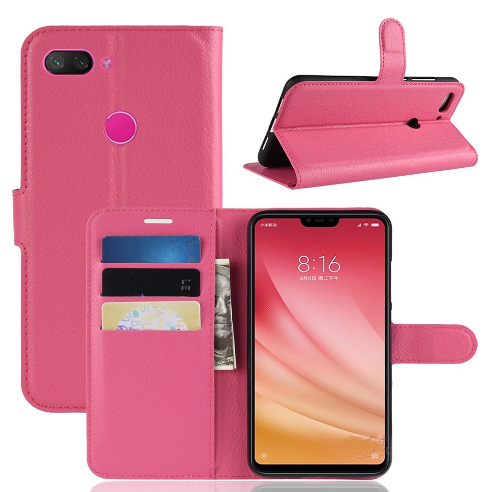 เคส Xiaomi Mi 8 Lite #เคสฝาพับสไตล์กระเป๋าสตางค์หนัง PU ผิวลิ้นจี่สีสันสวยงามทันสมัย