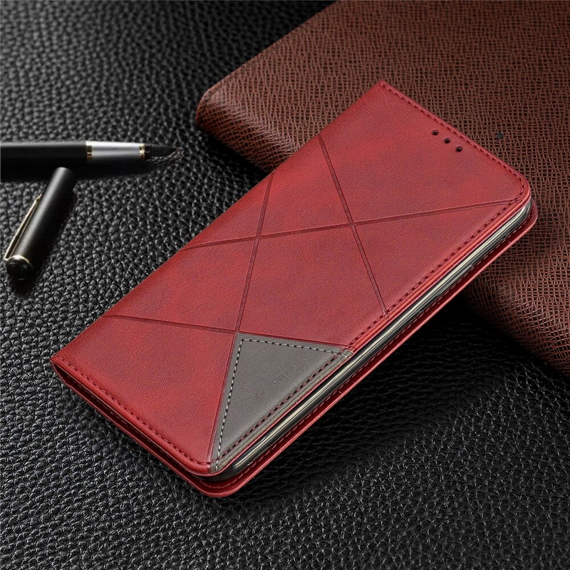 เคส Redmi Note 10 Pro #เคสฝาพับหนัง PU มีช่องเสียบ ID บัตรอื่นๆในตัว Geometric Pattern Leather Card Holder Protective