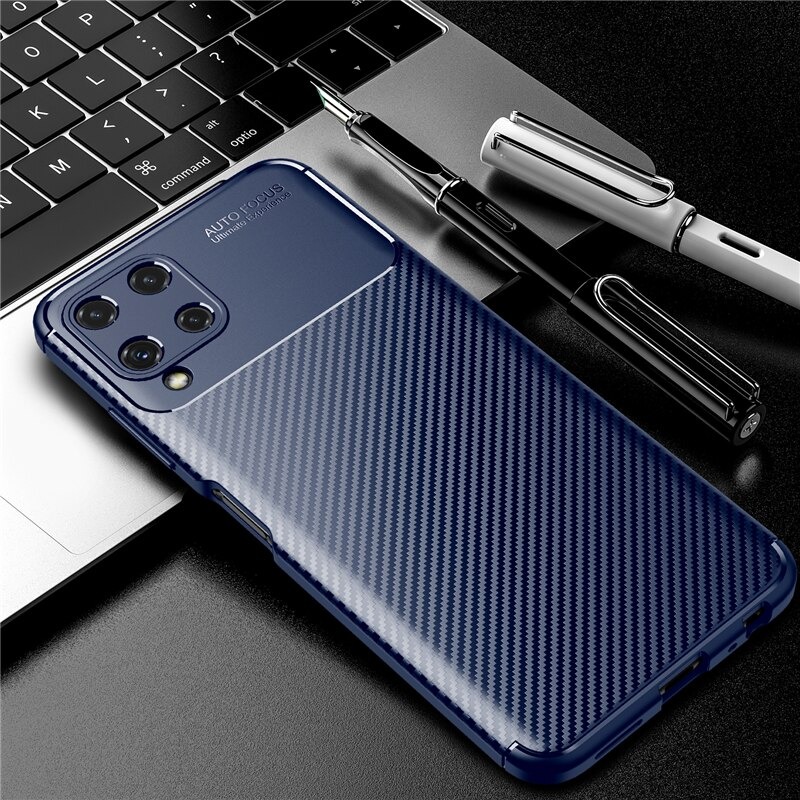 Case Samsung Galaxy M22#เคสฝาหลังนิ่ม Carbon Fiber Anti-drop TPU Protection