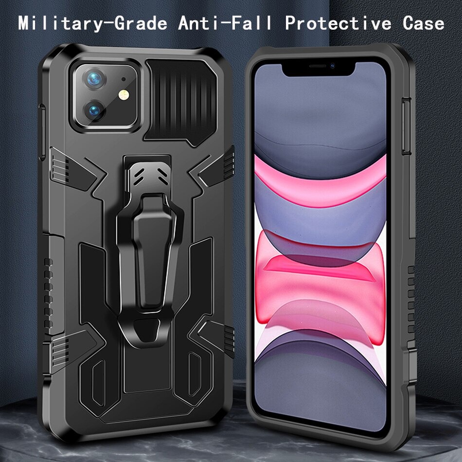 เคส Iphone 14 Pro Max #เคสฝาหลังกันกระแทกมีคลิบหนีบ ไฮบริด พลาสติก+TPU Heavy Duty R
