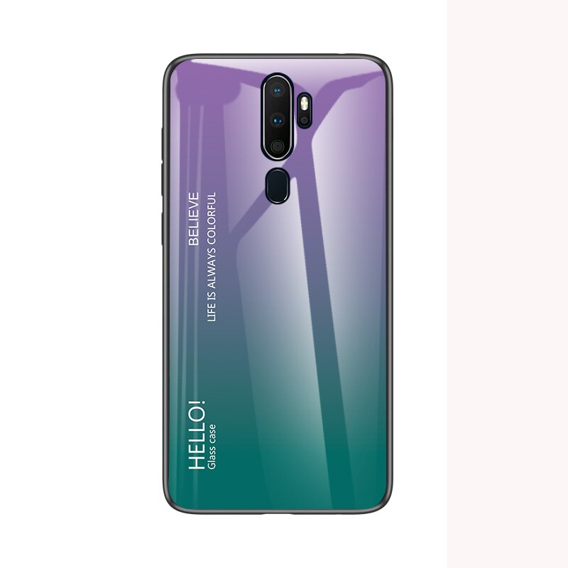 Case OPPO A9 2020 /A5 (2020) #เคสฝาหลัง Gradient Color Glass + PC + TPU Hybrid Case