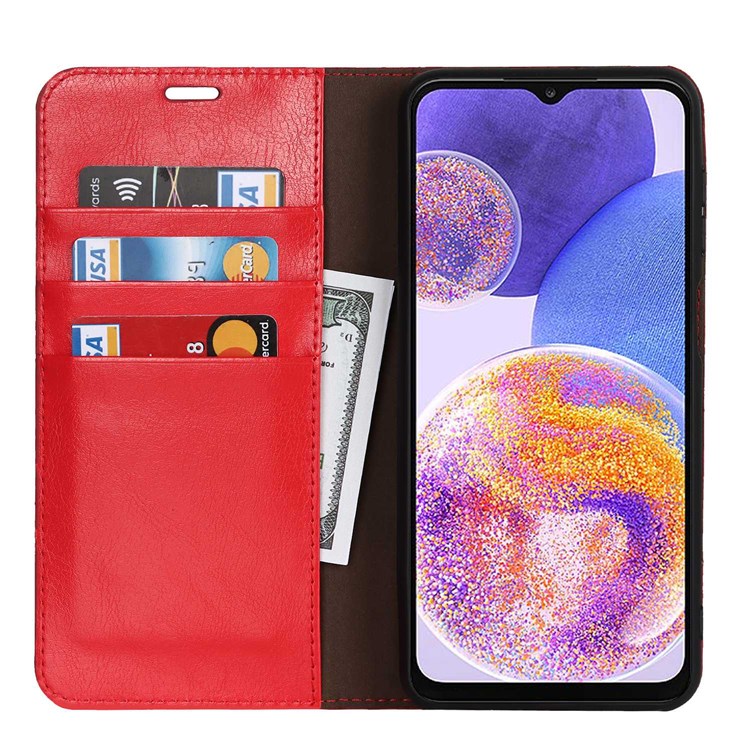 Case Samsung Galaxy A23 4G #เคสฝาพับหนังแท้แบบกระเป๋าสตางค์คุณภาพดี Crazy Horse Genuine Leather Cover