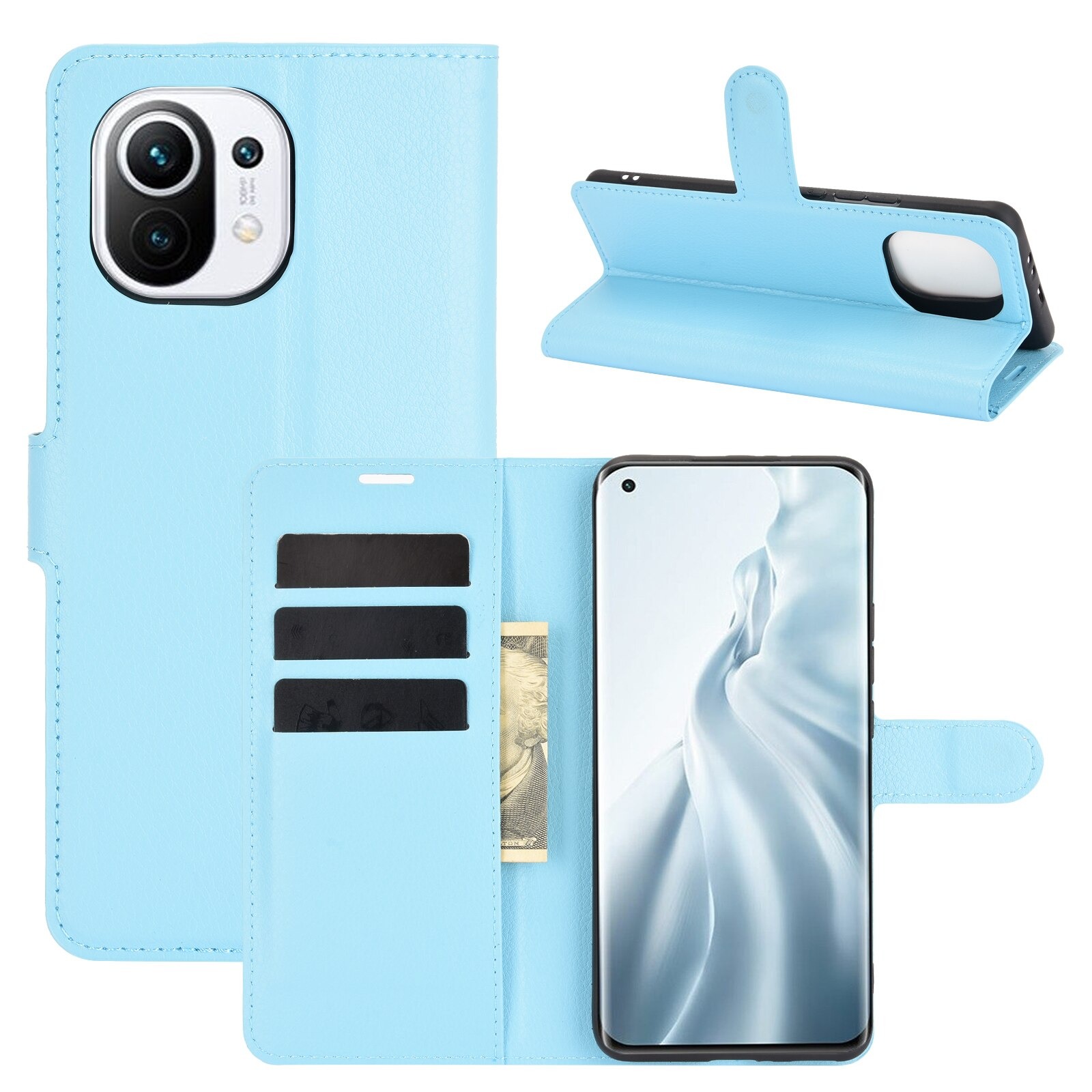 เคส Xiaomi Mi 11 #เคสฝาพับสไตล์กระเป๋าสตางค์หนัง PU ผิวลิ้นจี่