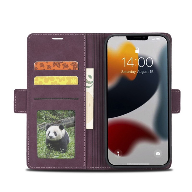 เคส iPhone 14 Pro Max #เคสฝาพับหนัง PU สไตล์กระเป๋าสตางค์พร้อมช่องใส่การ์ด Luxury Flip Stand Card Phone Leather Wallet