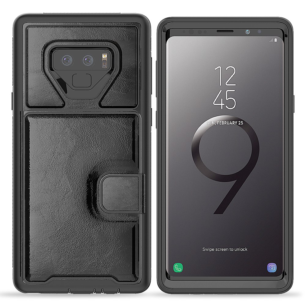 เคส Samsung Galaxy Note 9 N960 #เคสฝาหลังไฮบริดเชลล์พร้อมขาตั้ง TPU + PC เคลือบหนัง PU