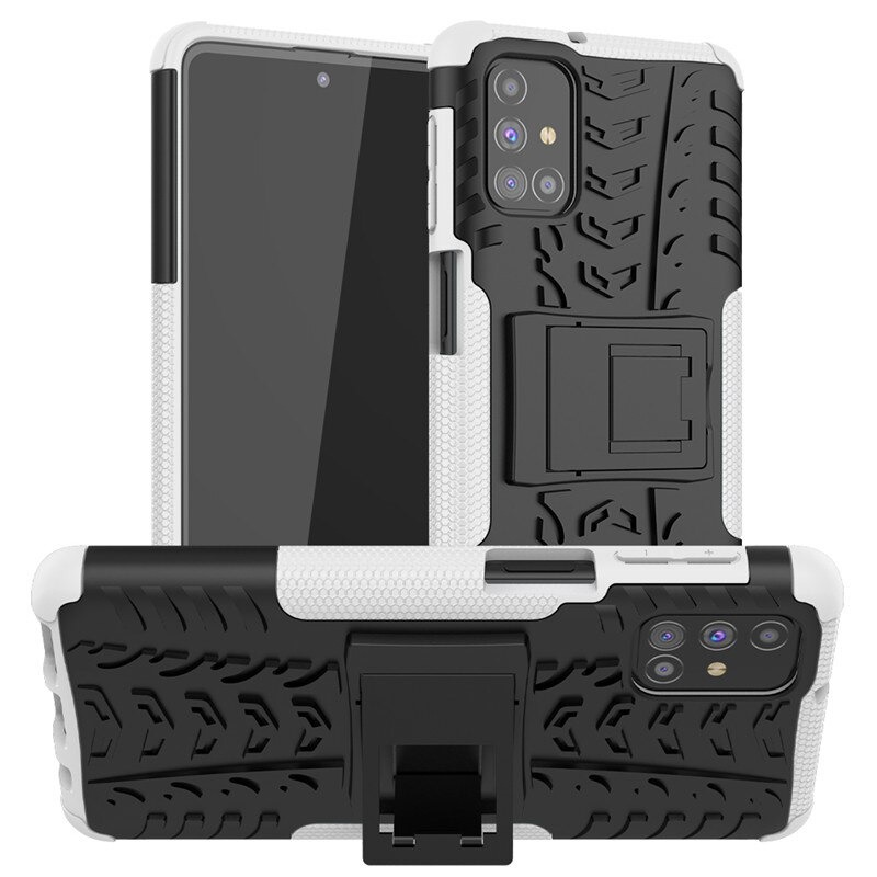 Case Samsung Galaxy M51 #เคสฝาหลังกันลื่น Cool Tyre Pattern Kickstand (PC + TPU)