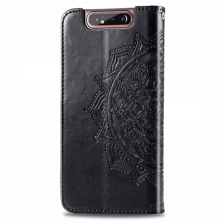 Case Samsung Galaxy A80 #เคสฝาพับหนัง PU ผิวลายนูน Embossed Mandala Flower Leather Wallet