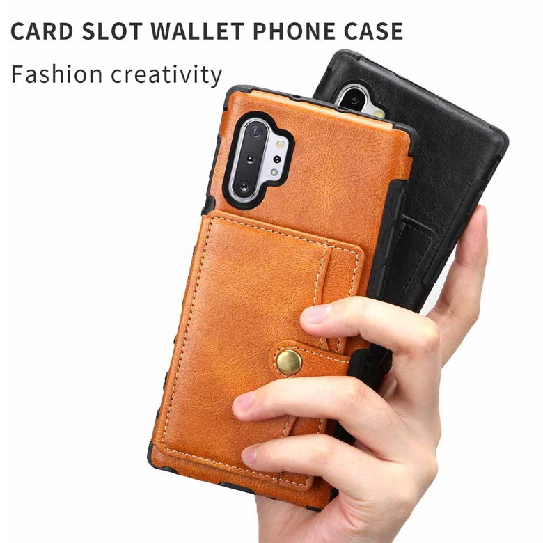 Case Samsung Galaxy Note 10+ #เคสแบบฝาหลัง TPU เคลือบหนัง PU มีที่เก็บบัตร PU Leather Coated TPU Card Holder