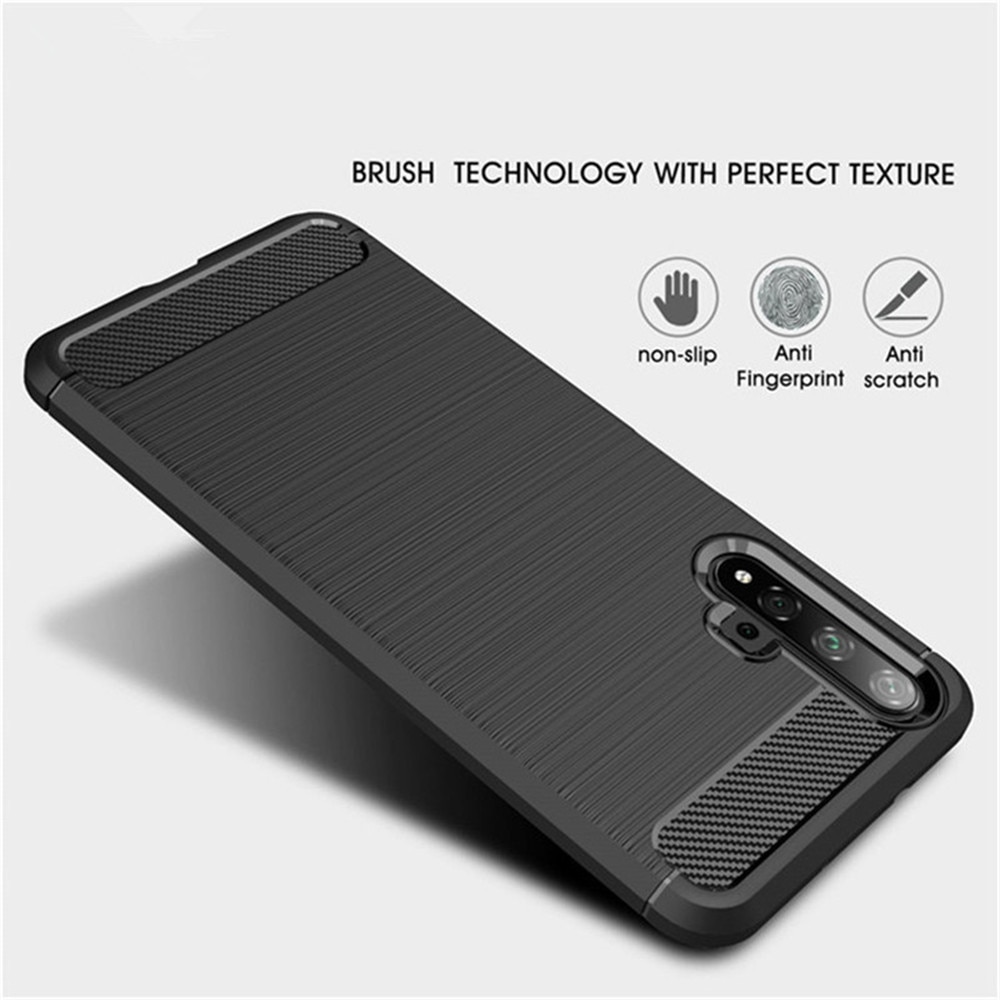เคส Huawei Nova 5T #เคสคาร์บอนไฟเบอร์ ผิวขัดแปรง Brushered TPU Back Case สีดำ (พร้อมส่ง)