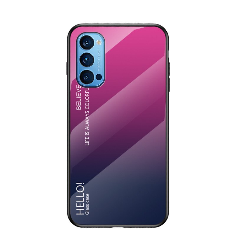 เคส OPPO Reno 4 Pro 5G #เคสฝาหลัง Gradient Color Glass + PC + TPU Hybrid Case