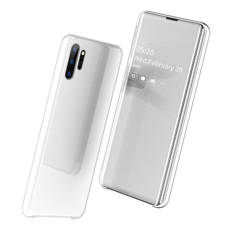 Case Samsung Galaxy Note 10+ #เคสฝาพับปกโปร่งแสงผิวเงา Electroplating Mirror Surface Window View