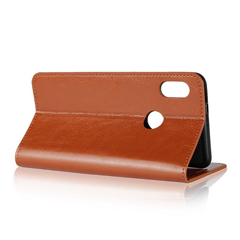 Case Xiaomi Redmi Note 5 #เคสฝาพับหนังแท้แบบกระเป๋าสตางค์คุณภาพดี Crazy Horse Genuine Leather Cover