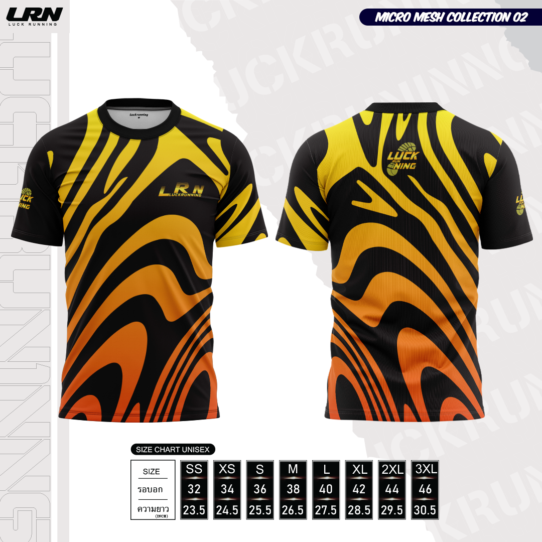 เสื้อวิ่งพิมพ์ลายแขนสั้น LRN Collection 02 เนื้อผ้า Micro Mesh สำหรับวิ่งมาราธอน (MM12-03)