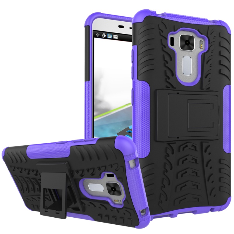 Case Asus Zenfone 3 Laser ZC551KL เคสฝาหลังไฮบริดกันกระแทกมีขาตั้ง Tire Pattern PC + TPU Kickstand Case