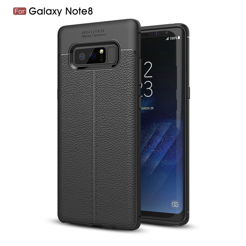 เคส Samsung Galaxy Note 8 #เคสฝาหลัง TPU ลายหนัง PU ผิวลิ้นจี่ช่วยป้องกันลายนิ้วมือและกันลื่นได้ดี