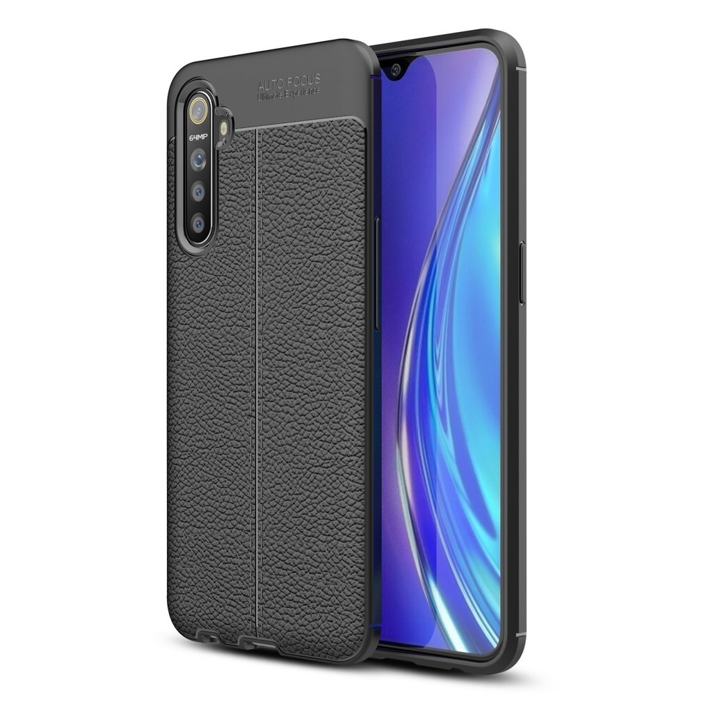 เคส Realme 5 Pro #เคสฝาหลัง TPU ผิวลิ้นจี่ช่วยป้องกันลายนิ้วมือและกันลื่นได้ดี